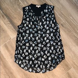 LIKE NEW REBECCA TAYLOR SHEER BLACK AND SILVER TOP